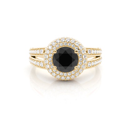 Yellow Gold Black Diamond Engagement Rings