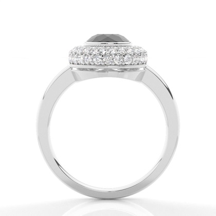 Full Bezel Setting Plain Halo Black Diamond Ring