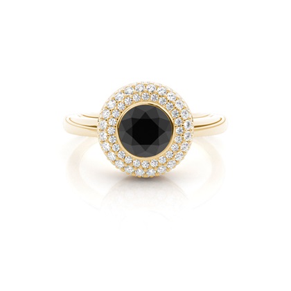 Yellow Gold Black Diamond Engagement Rings