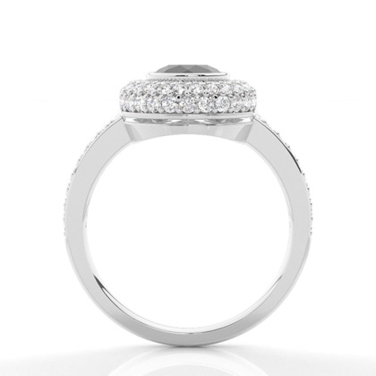 Full Bezel Setting Side Stone Halo Black Diamond Ring