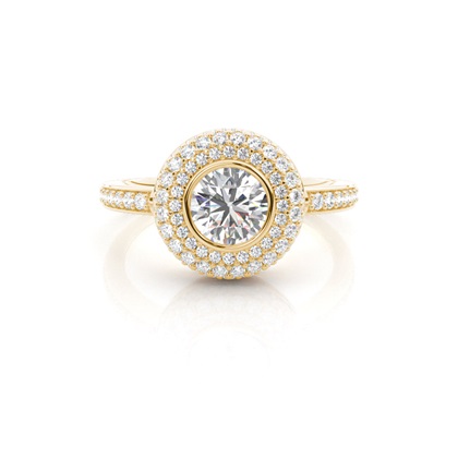 Yellow Gold Halo Diamond Engagement Rings