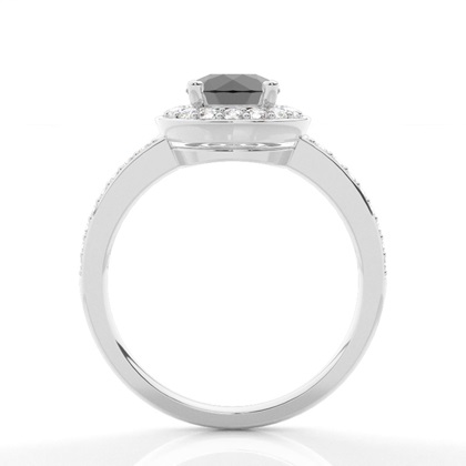 4 Prong Setting Plain Halo Black Diamond Ring