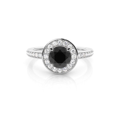                                    4 Prong Setting Plain Halo Black Diamond Ring