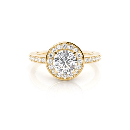 4.00 Carat Yellow Gold Halo Engagement Rings