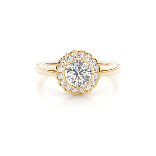 Yellow Gold Halo Diamond Engagement Ring