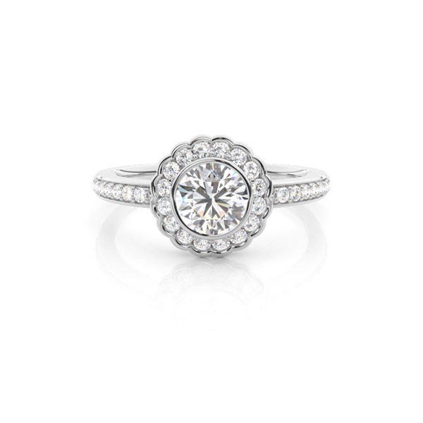 White Gold Halo Diamond Engagement Ring