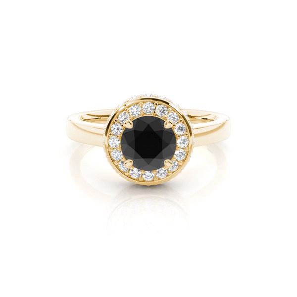 4 Prong Setting Plain Halo Black Diamond Ring