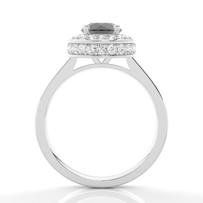 4 Prong Setting Plain Halo Black Diamond Ring