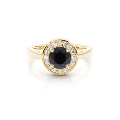 Yellow Gold Black Diamond Engagement Rings