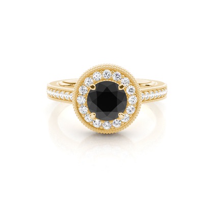 Yellow Gold Black Diamond Engagement Rings