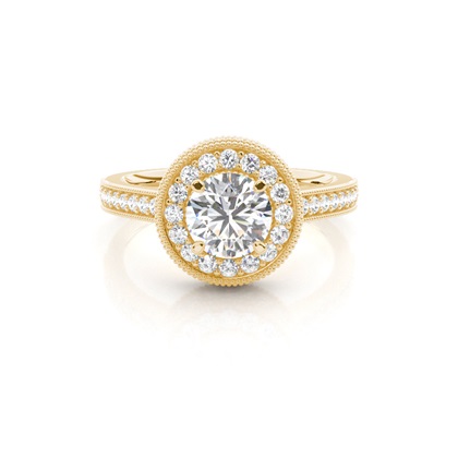 Yellow Gold Halo Diamond Engagement Rings