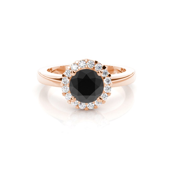 4 Prong Setting Plain Halo Black Diamond Ring