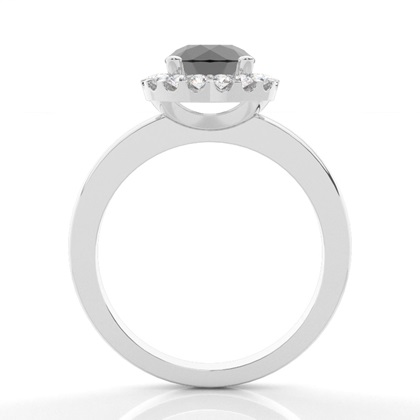 4 Prong Setting Plain Halo Black Diamond Ring