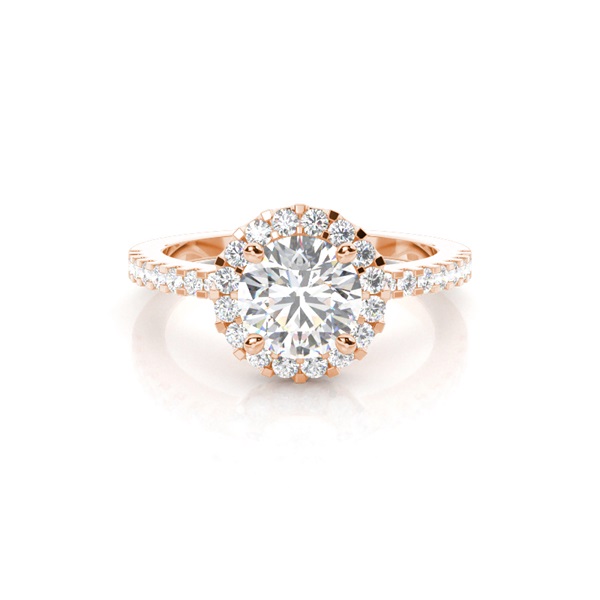 Rose Gold Round Halo Diamond Engagement Ring