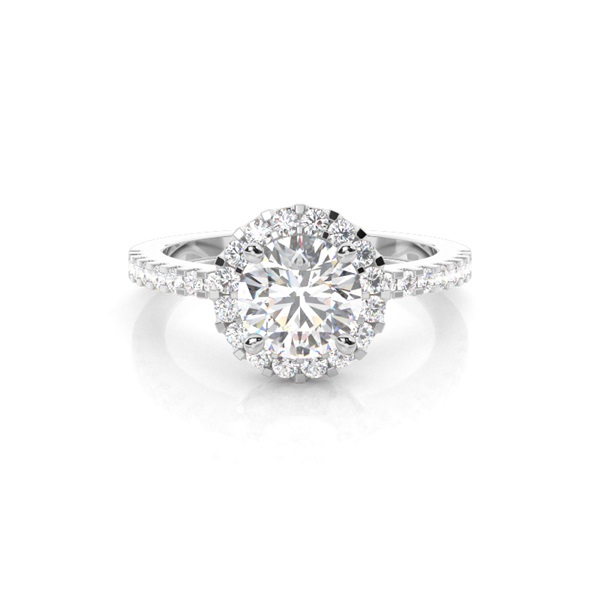 Rose Gold Round Halo Diamond Engagement Ring