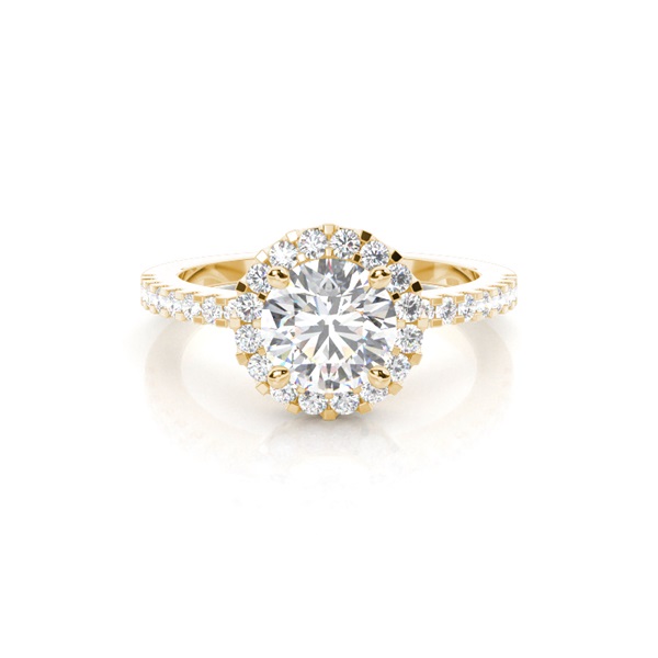 Rose Gold Round Halo Diamond Engagement Ring