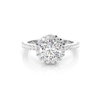 Rose Gold Round Halo Diamond Engagement Ring