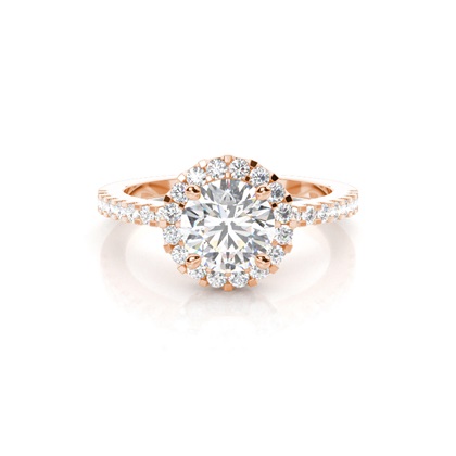 Rose Gold Round Halo Diamond Engagement Ring