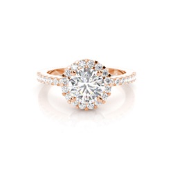 Rose Gold Round Halo Diamond Engagement Ring