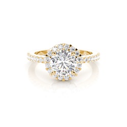 Rose Gold Round Halo Diamond Engagement Ring