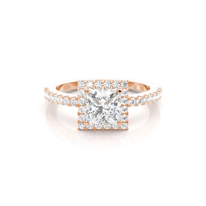 Princess Halo Diamond Engagement Rings