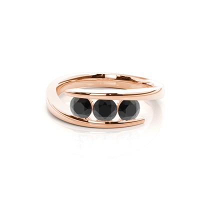 Round Black Diamond Trilogy Engagement Ring