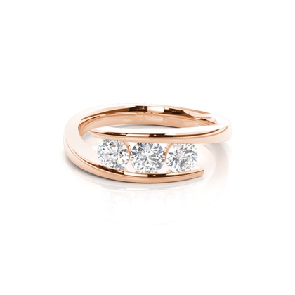 Rose Gold 3 Stone Diamond Rings