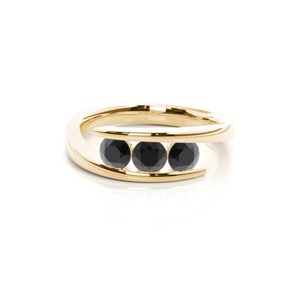 Round Black Diamond Trilogy Engagement Ring