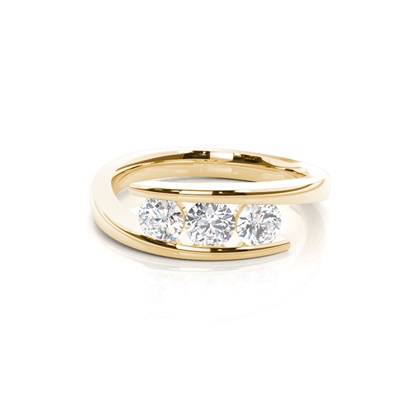 Yellow Gold Three Stone Diamond Rings