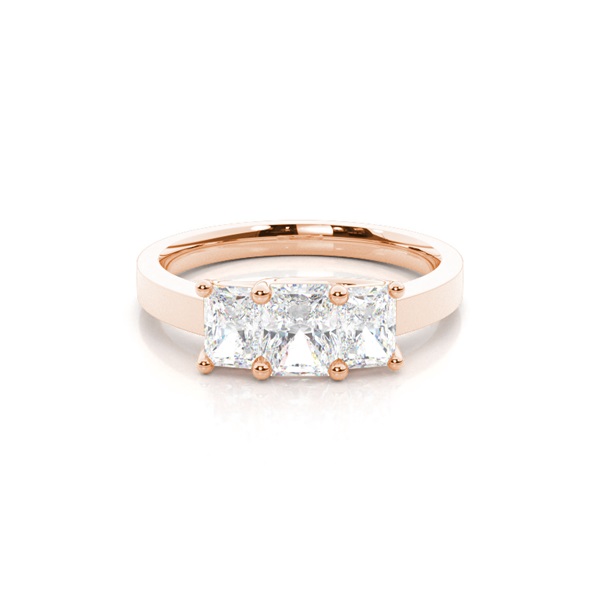 4-Krappen-Verlobungsring mit drei Steinen und Diamanten