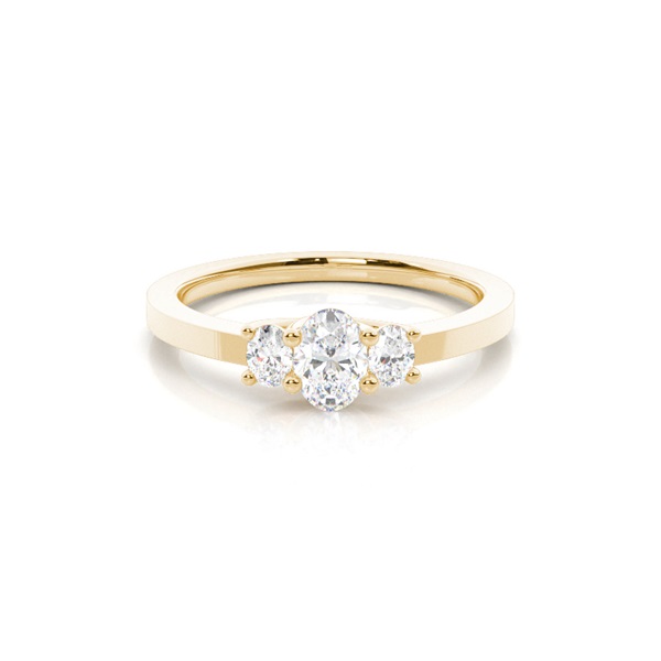 4-Krappen-Verlobungsring mit drei Steinen und Diamanten