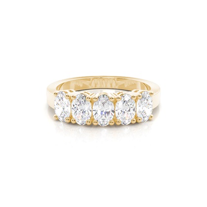 Oval Yellow Gold 5 Stone Diamond Rings