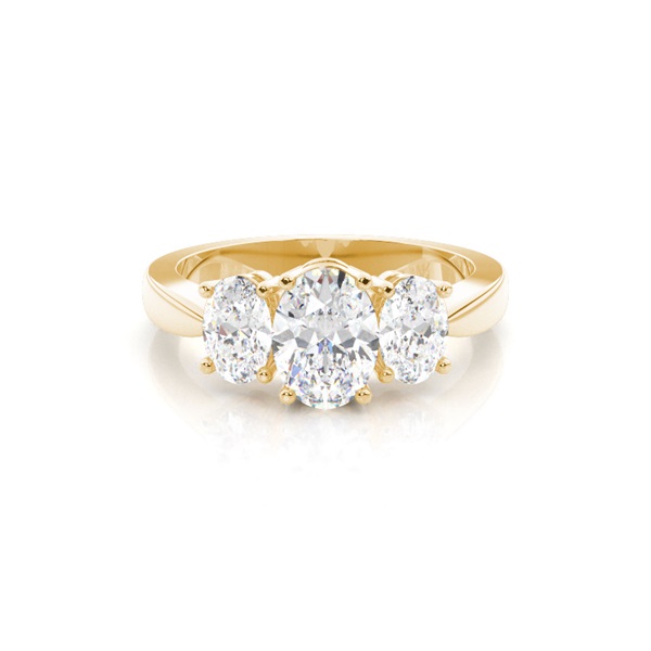 4 Prong Setting Studded Three stone Ring