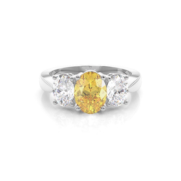 3 stone Yellow Diamond Engagement Ring