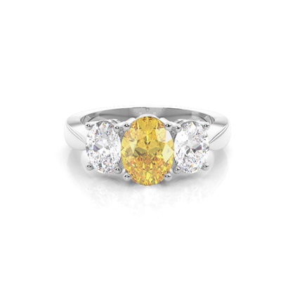 Oval 3 Stone Diamond Rings