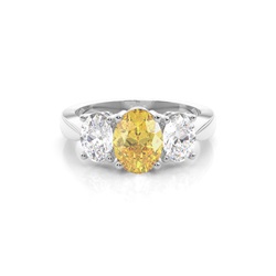 3 stone Yellow Diamond Engagement Ring