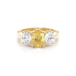 3 stone Yellow Diamond Engagement Ring