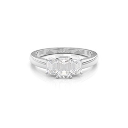 Yellow Gold Emerald Trilogy Diamond Engagement Ring