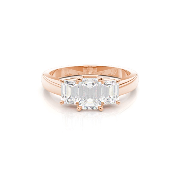 Yellow Gold Emerald Trilogy Diamond Engagement Ring