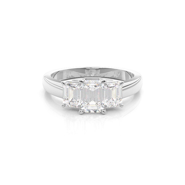 Yellow Gold Emerald Trilogy Diamond Engagement Ring