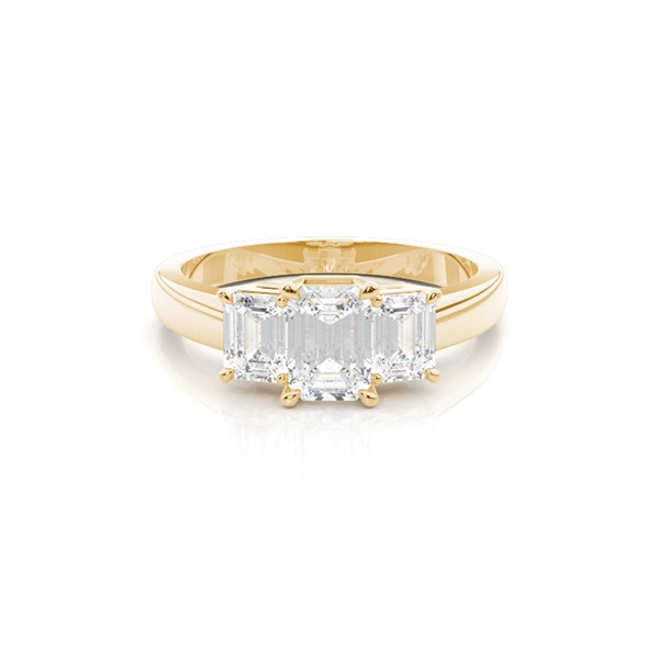 Yellow Gold Emerald Trilogy Diamond Engagement Ring