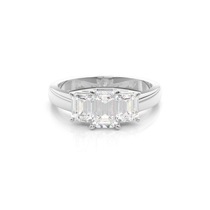 Emerald Diamond Rings Three Stone
