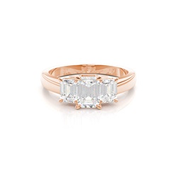 Yellow Gold Emerald Trilogy Diamond Engagement Ring