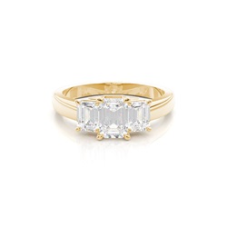 Yellow Gold Emerald Trilogy Diamond Engagement Ring
