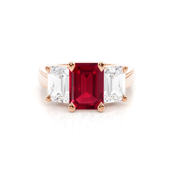 White Gold Emerald Trilogy Ruby Engagement Ring