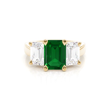 Yellow Gold Emerald Diamond Rings