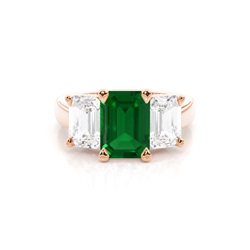White Gold Emerald Trilogy Emerald Engagement Ring