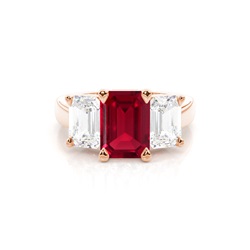 White Gold Emerald Trilogy Ruby Engagement Ring