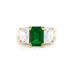 White Gold Emerald Trilogy Emerald Engagement Ring