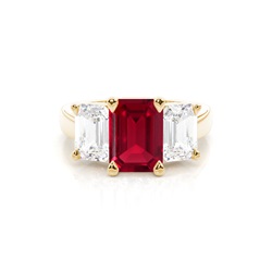 White Gold Emerald Trilogy Ruby Engagement Ring